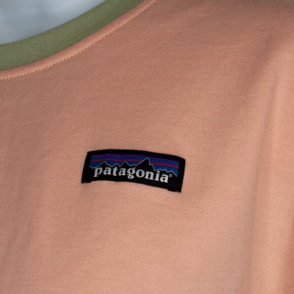 NEW Patagonia Lightweight Crew Sweatshirt Girls XL Pink Green Top Cozy 0313X - Picture 3 of 6